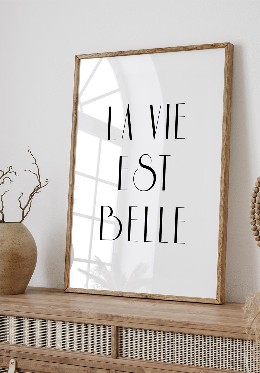 La Vie Est Belle Typography Poster French