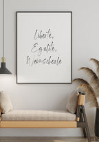 Poster liberté, egalité, weinschorlé in the living room