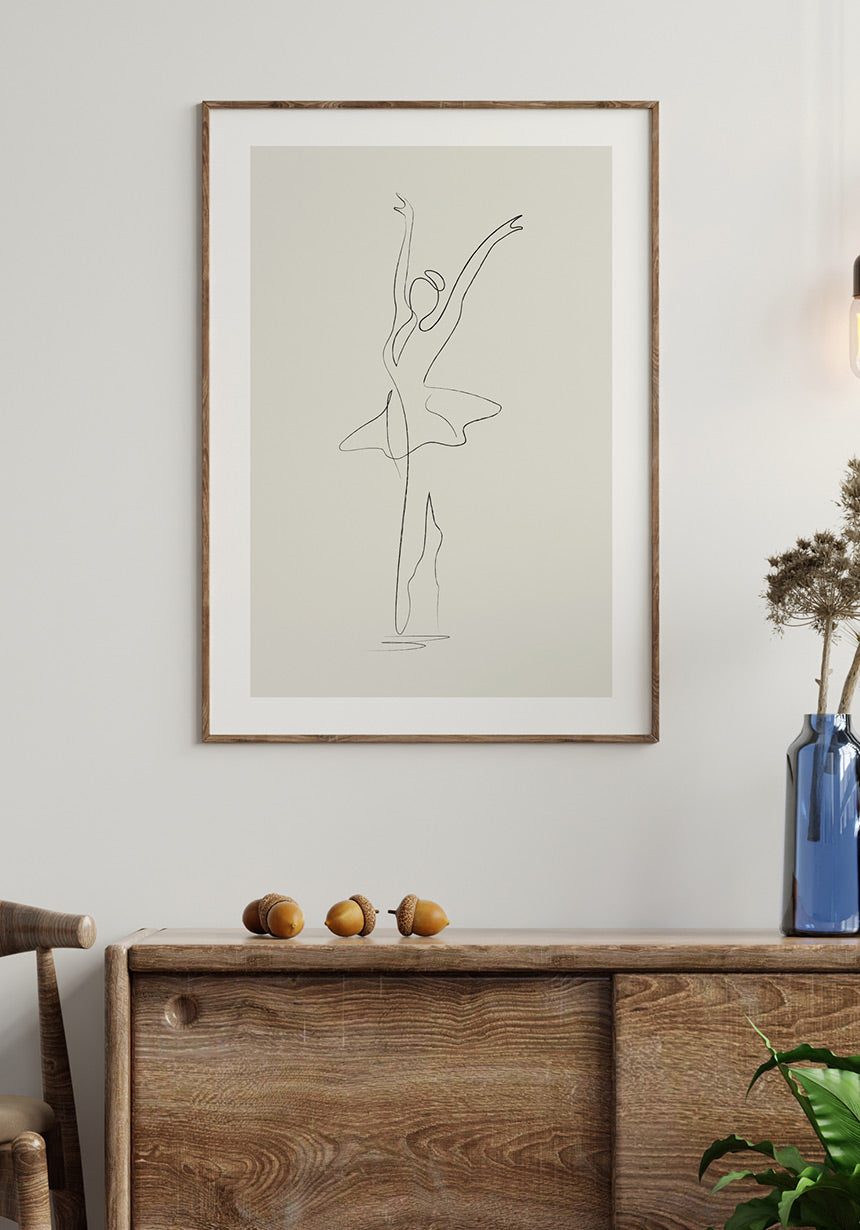 Line Art Poster Ballet Dancer for Home