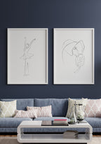Line Art Poster Ballet Dancer Image Wall