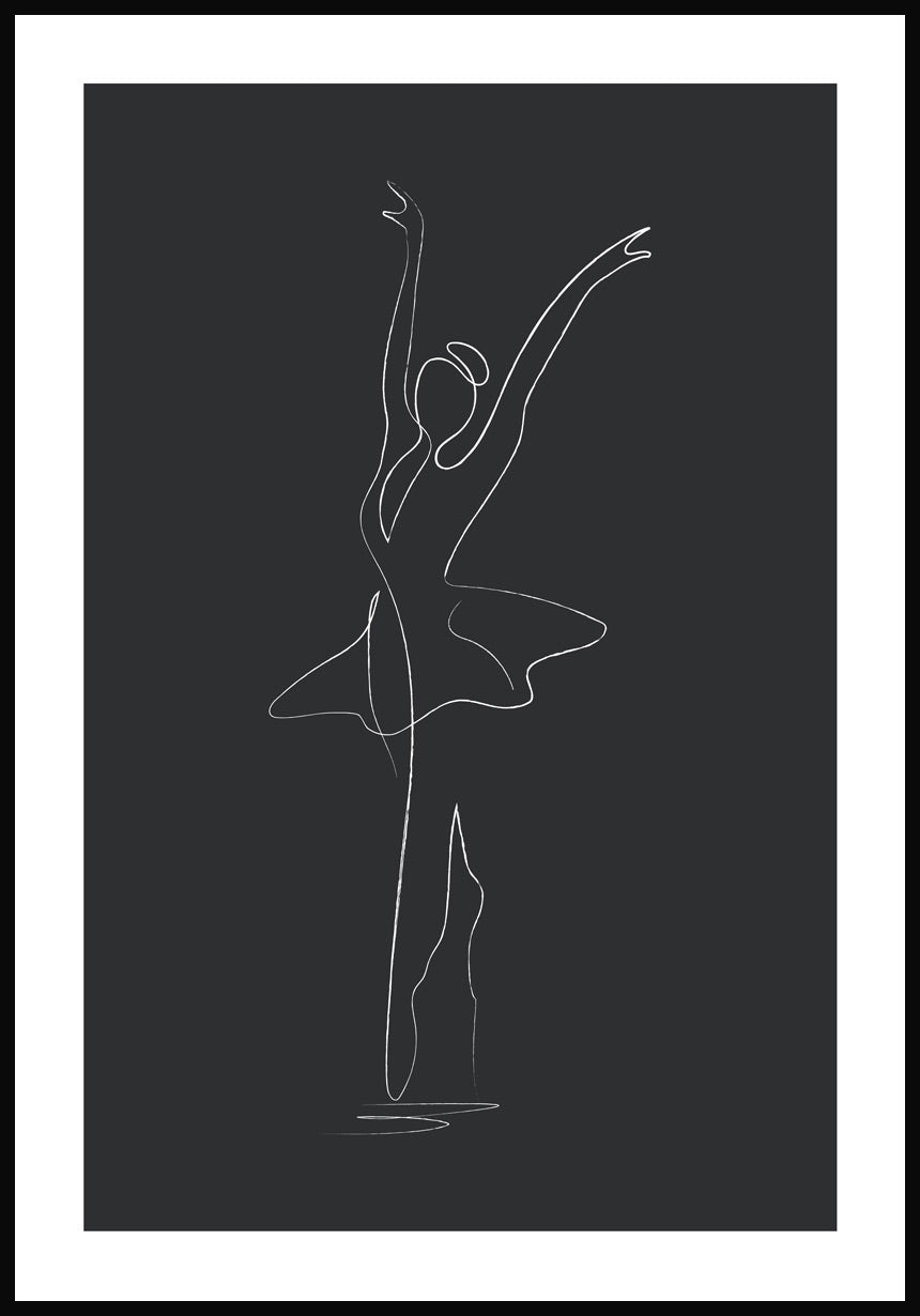 Line Art Poster Ballet Dancer Anthracite