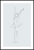 Line Art Poster Ballet Dancer Grey Blue