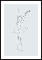 Line Art Poster Ballet Dancer Grey Blue