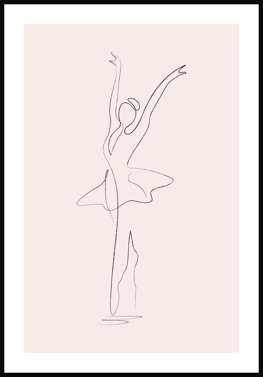 Line Art Poster Ballet Dancer Rosa