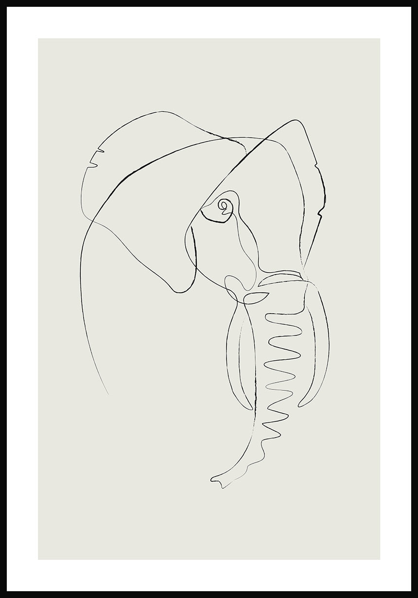 Poster Line Art Elephant