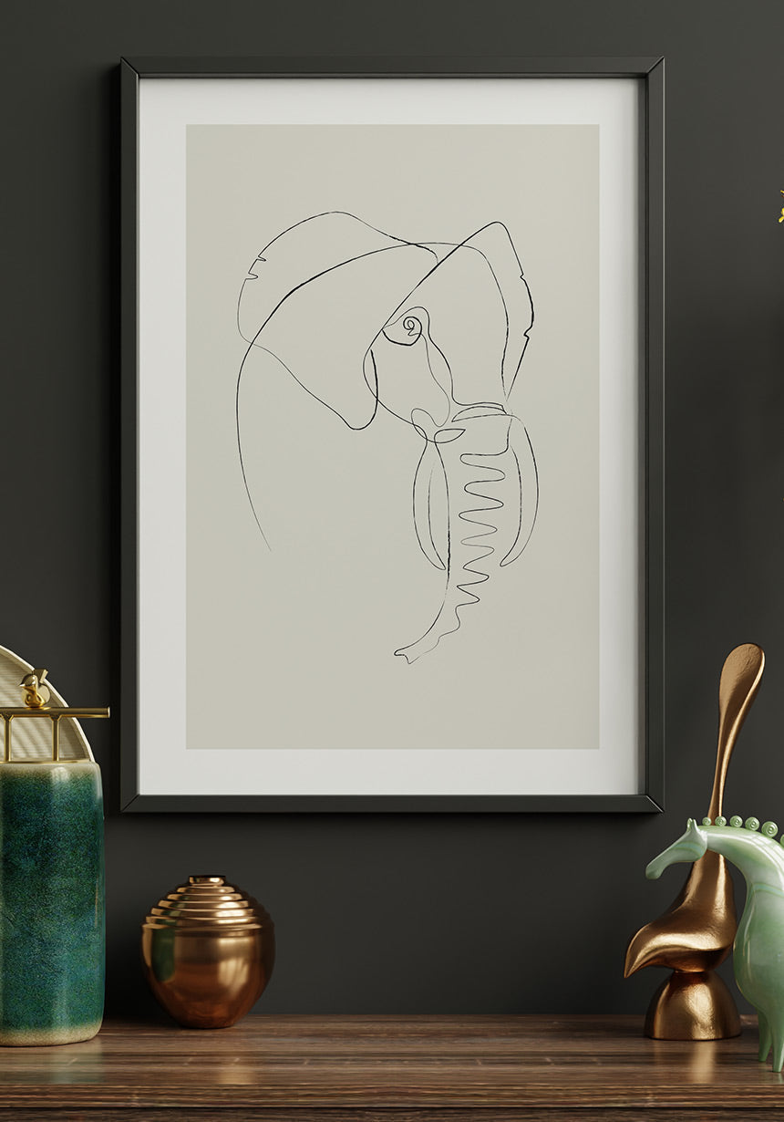 Poster Line Art Elephant living room