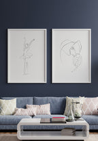 Poster Line Art Elephant picture wall
