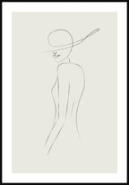 Line Art Poster Woman with Hat