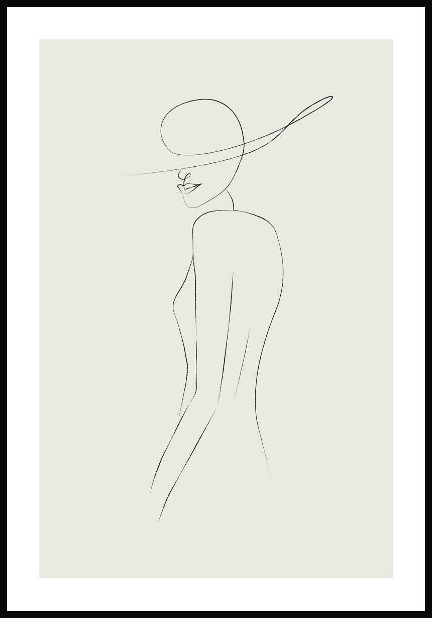 Line Art Poster Woman with Hat