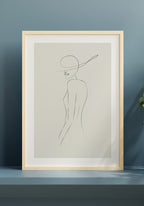 Line Art Poster Woman with Hat Living Room