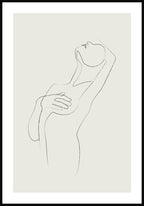 Poster Line Art sensual woman cover chest