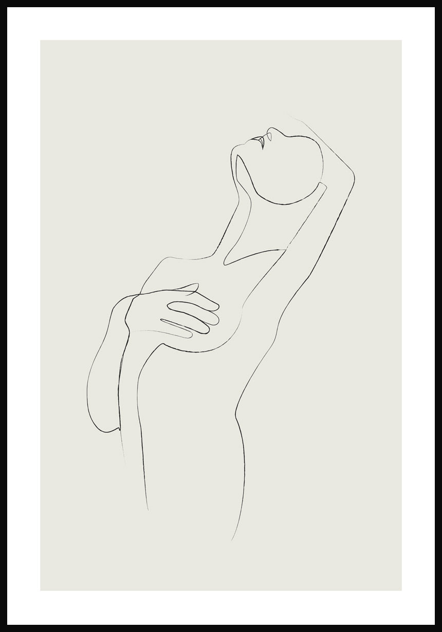 Poster Line Art sensual woman cover chest