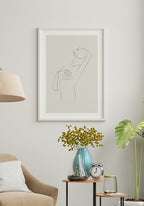 Poster Line Art sensual woman cover chest olive pits