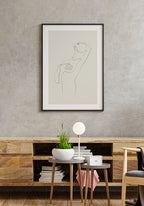 Poster Line Art sensual woman cover chest living room