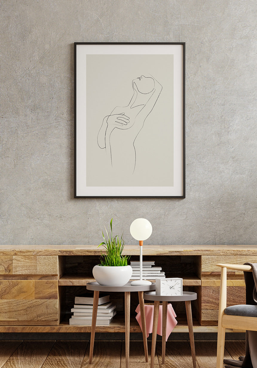 Poster Line Art sensual woman cover chest living room