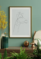 Line Art Poster Giraffe golden frame