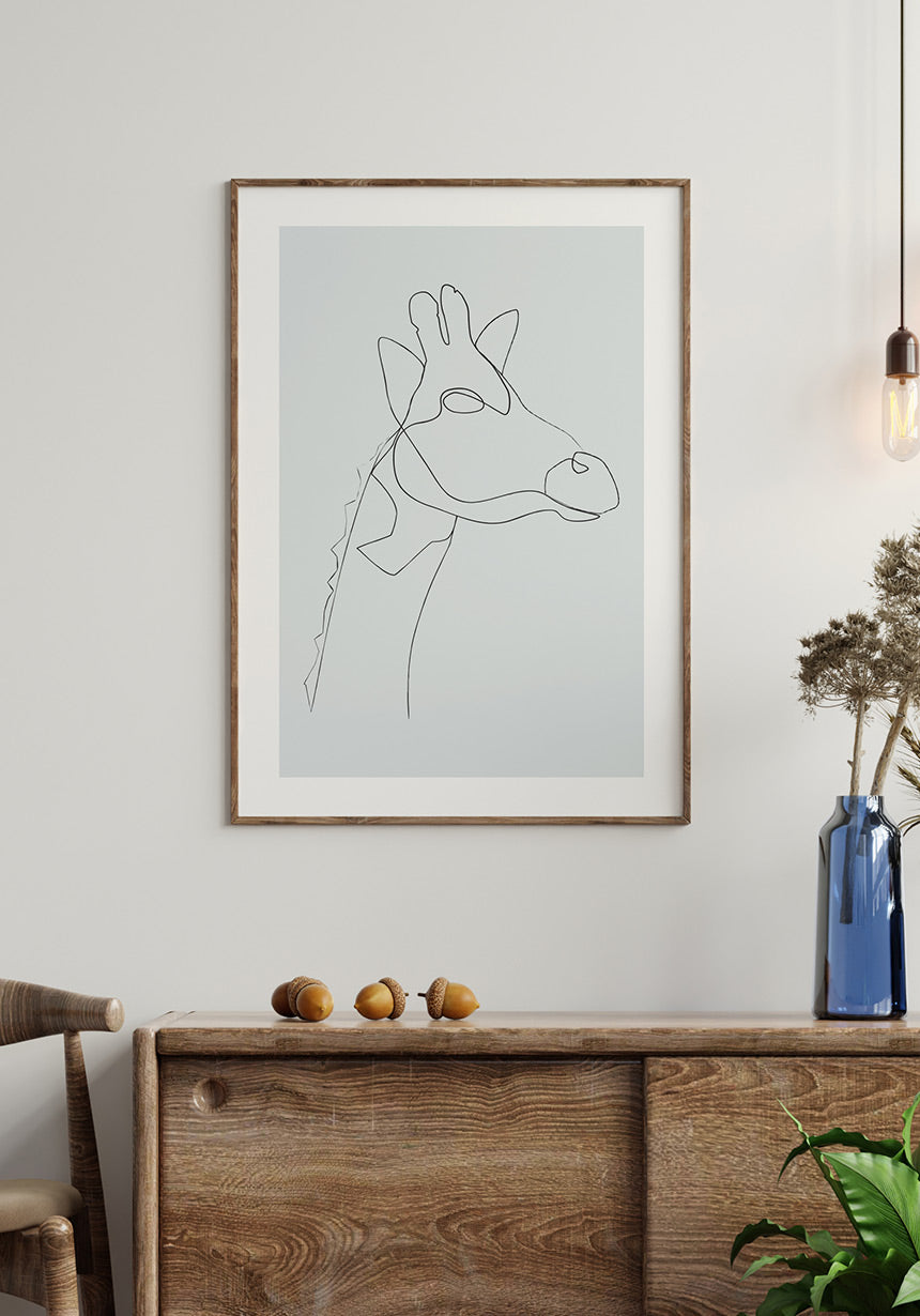 Line Art Poster Giraffe Living Room