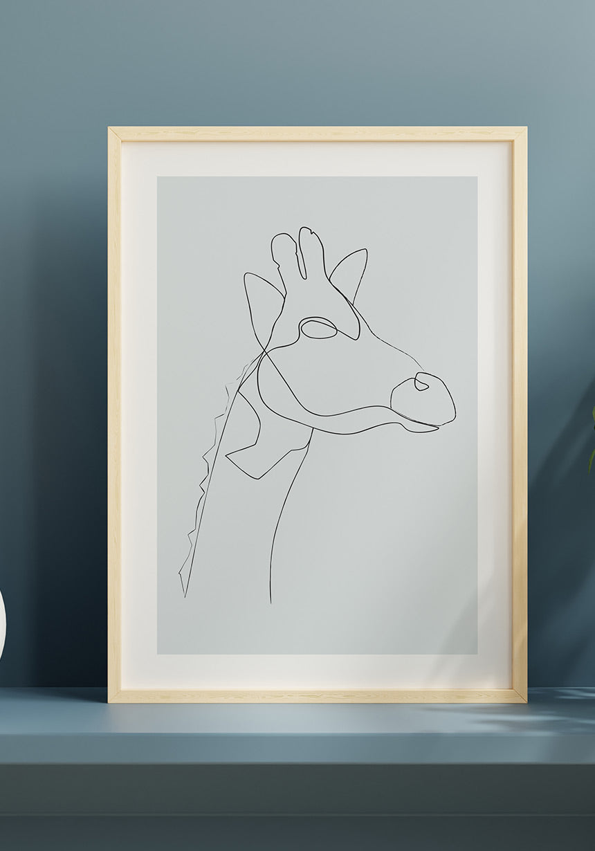Line Art Poster Giraffe for Home