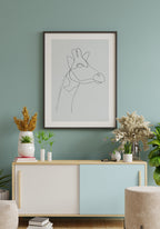 Line Art Poster Giraffe Grey Blue