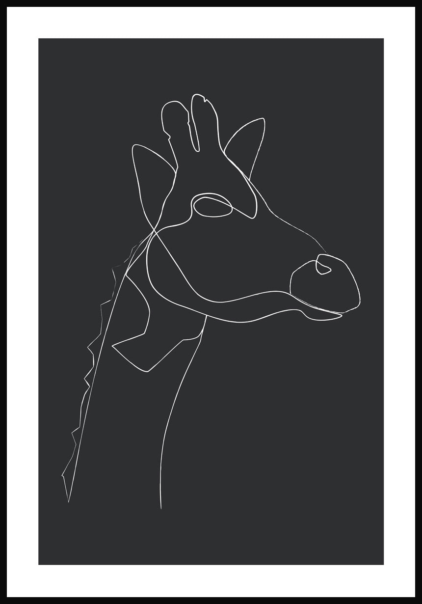 Line Art Poster Giraffe Anthracite