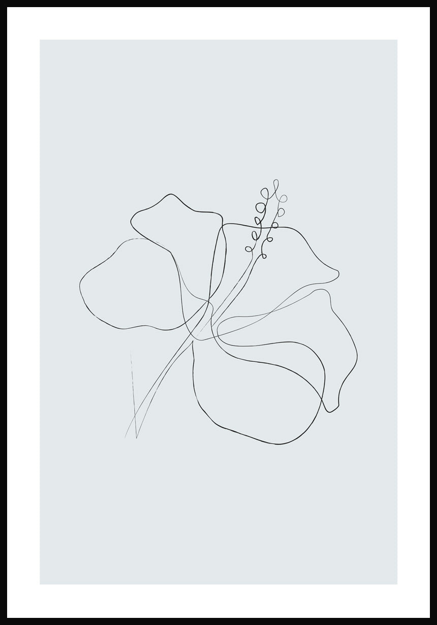 Line Art Poster Hibiskus Flower