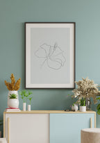 Line Art Poster Hibiskus Flowering Living Room