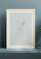 Line Art Poster Hibiskus Flower for Home
