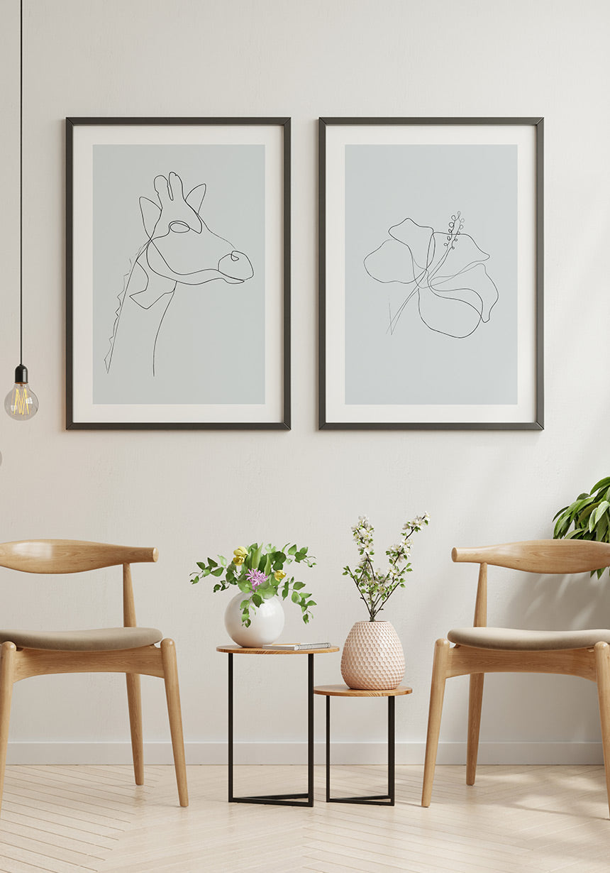 Line Art Poster Hibiskus bloom picture wall