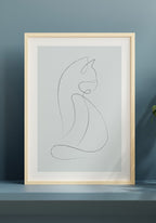 Line Art Poster Cat Blue