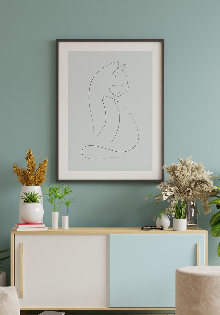 Line Art Poster Cat for Home