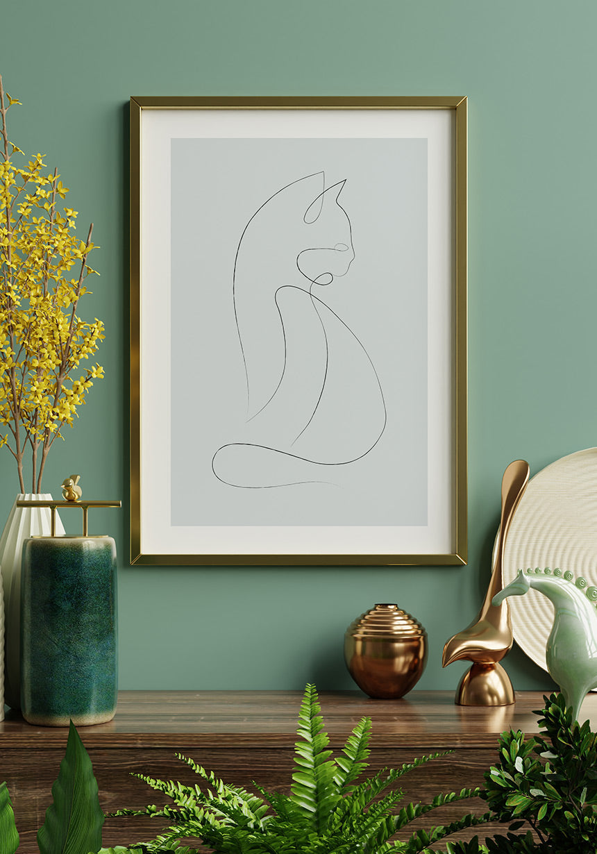 Line Art Poster Cat Living Room