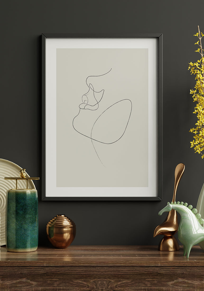Line Art Poster face for the living room