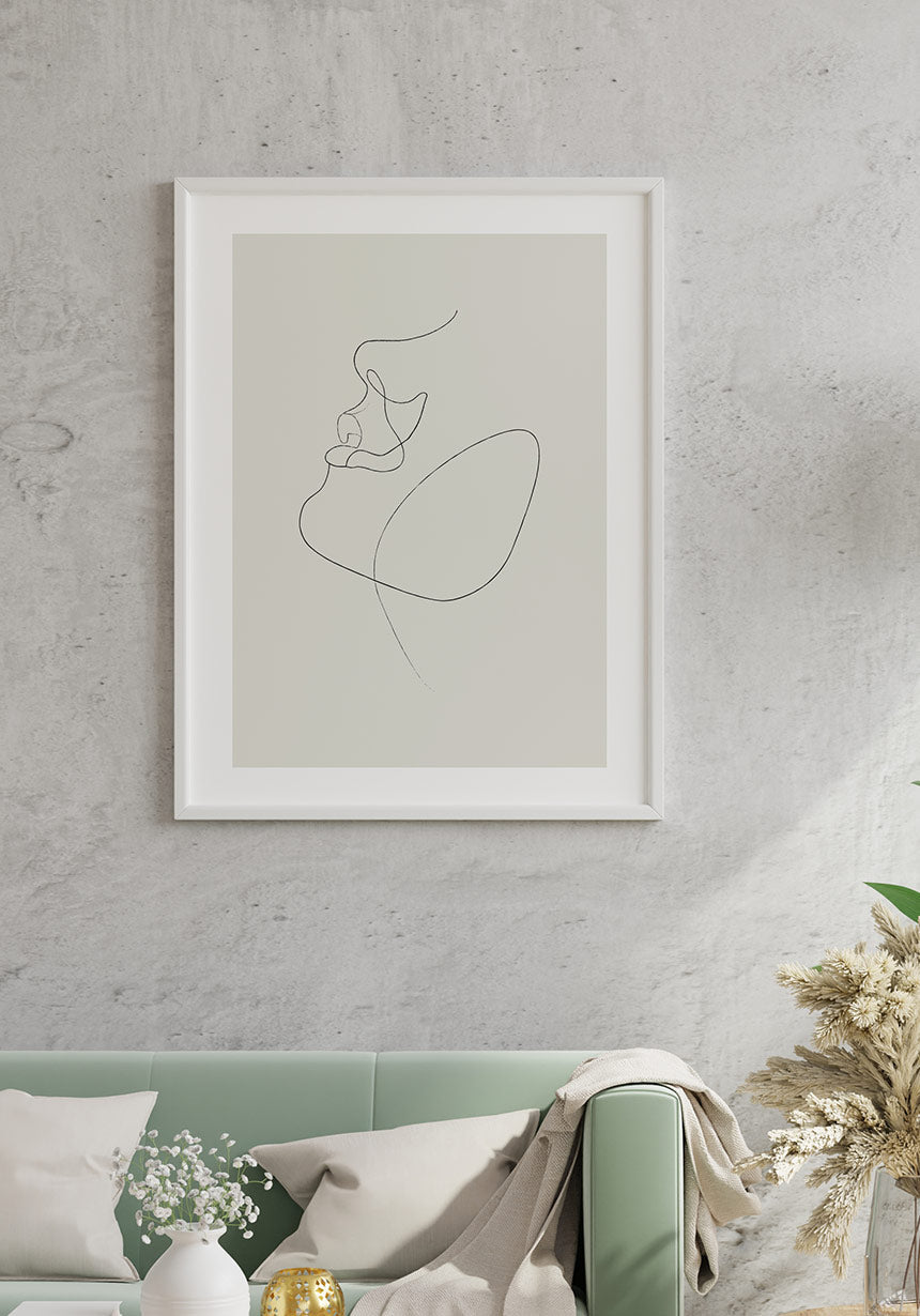 Line Art Poster face white frame