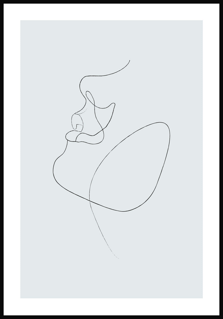 Line Art Poster face grey blue
