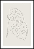 Line Art Poster Monstera Leaves