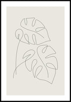Line Art Poster Monstera Leaves