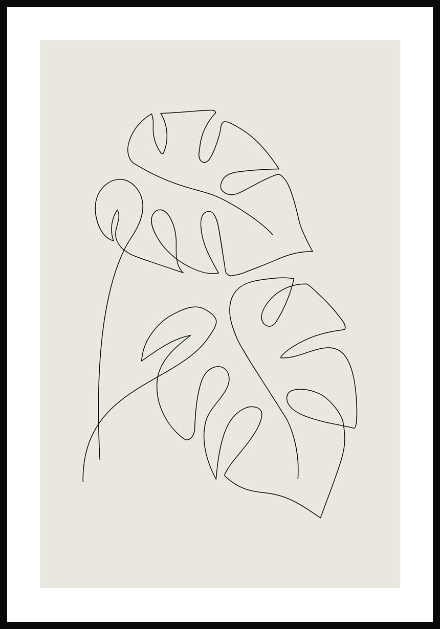 Line Art Poster Monstera Leaves