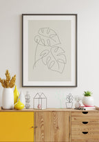 Line Art Poster Monstera Leaves for Home
