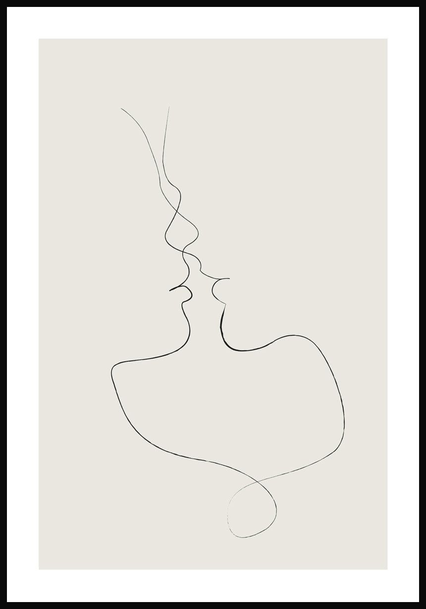 Line Art Poster of tender kiss