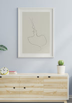 Line Art Poster tender kiss for home