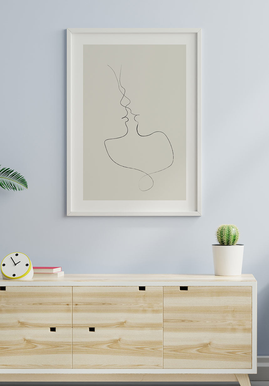 Line Art Poster tender kiss for home