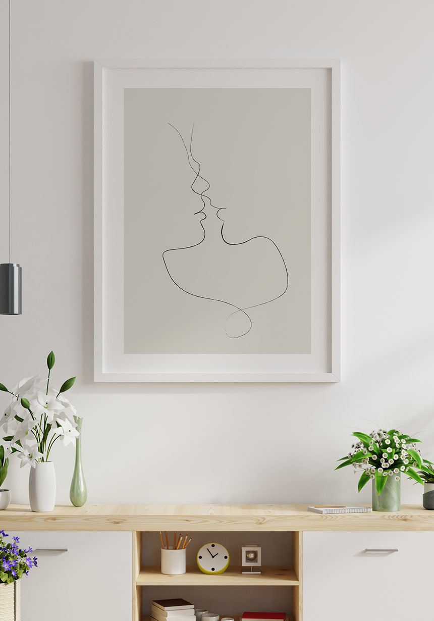 Line Art poster tender kiss wall decoration