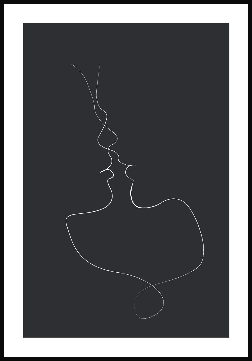Line Art poster tender kiss anthracite