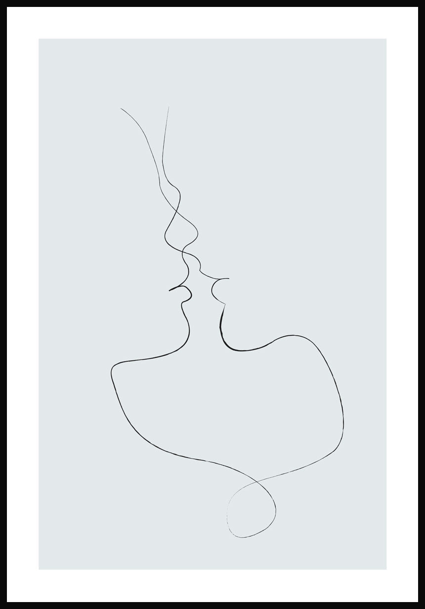 Line Art Poster tender blue