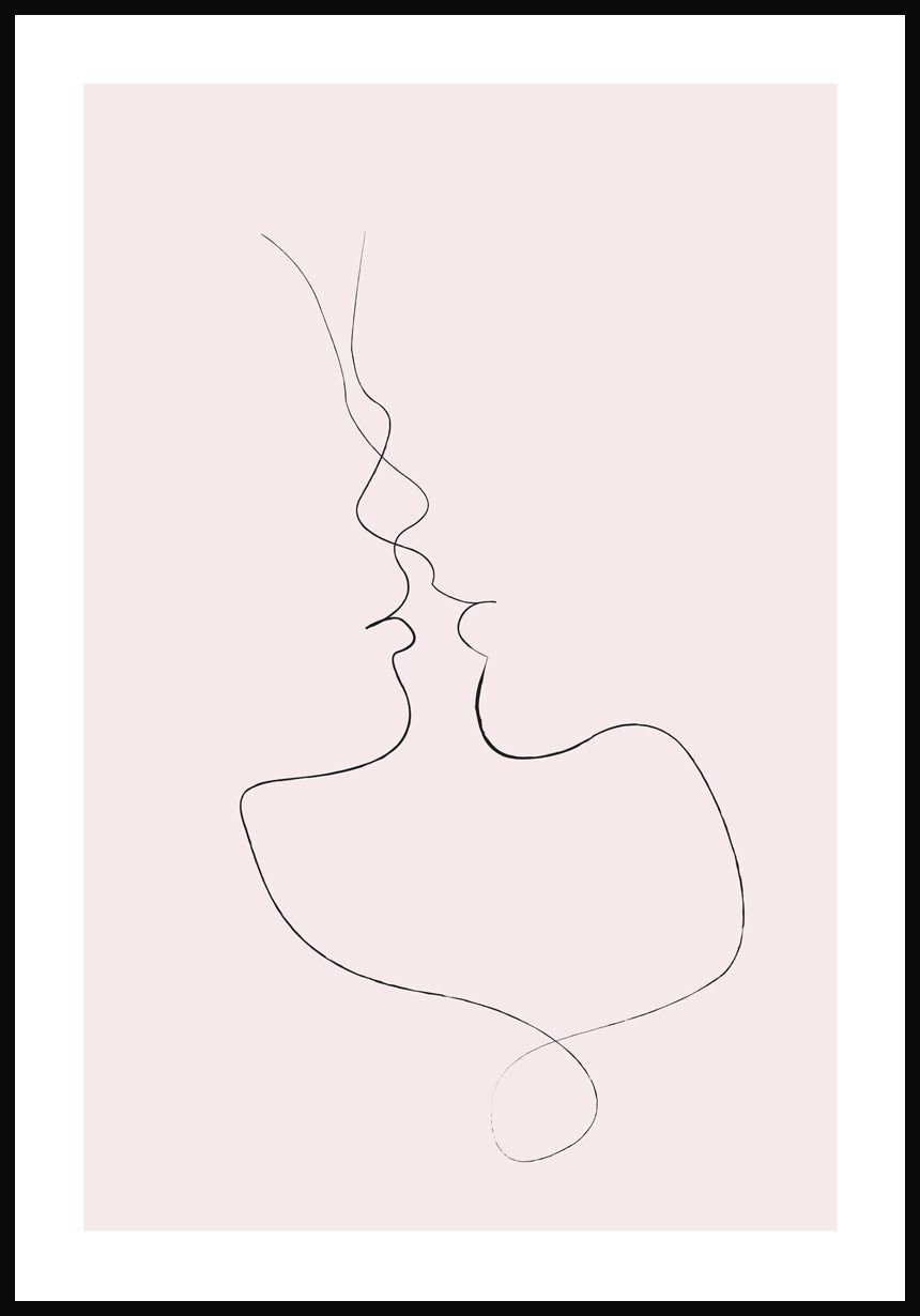 Line Art poster tender kiss pink