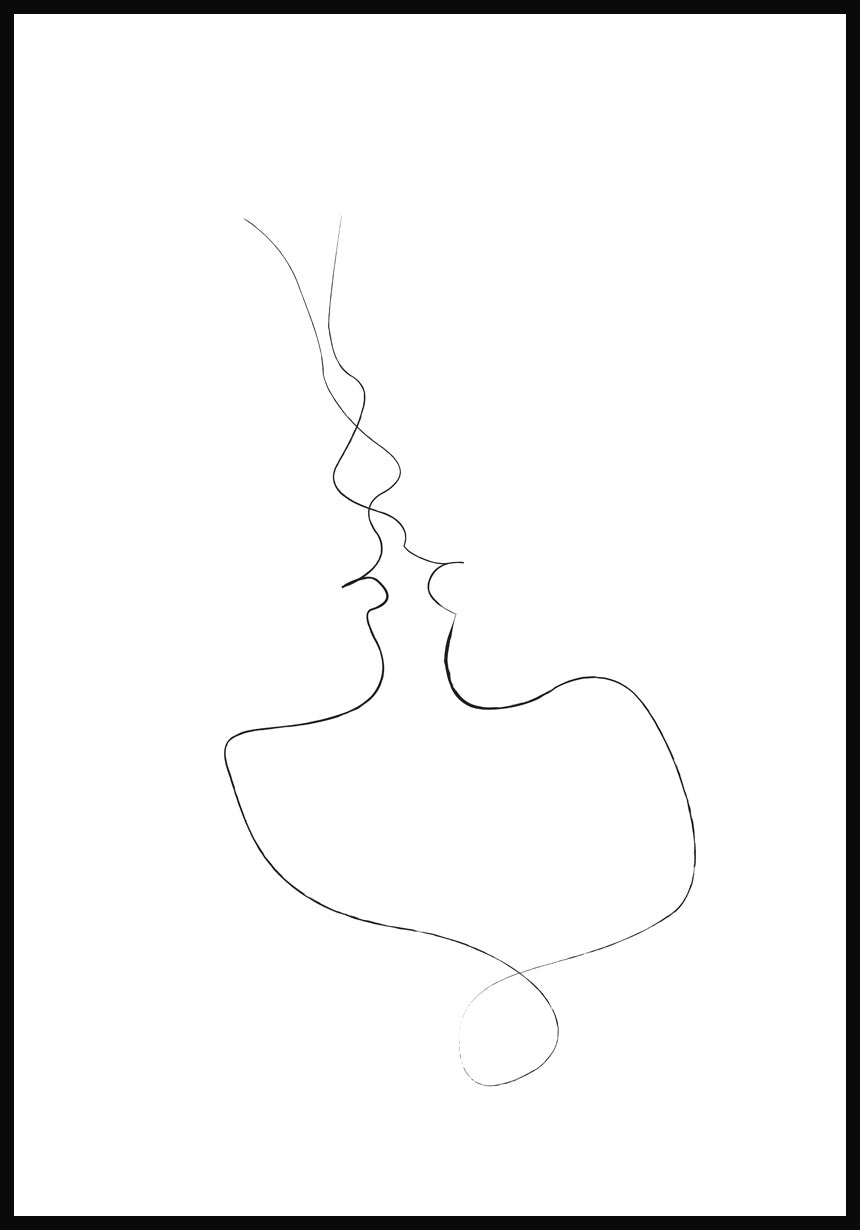 Line Art poster tender kiss white