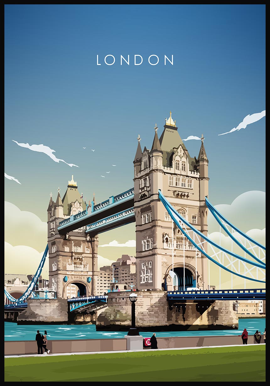 Illustrated Poster London Tower Bridge