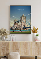Illustrated Poster London Tower Bridge Themse