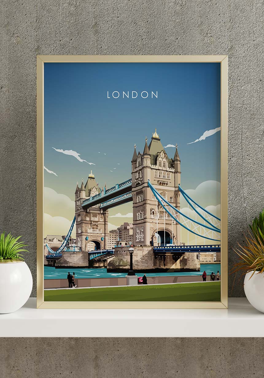 Illustrated Poster London Tower Bridge