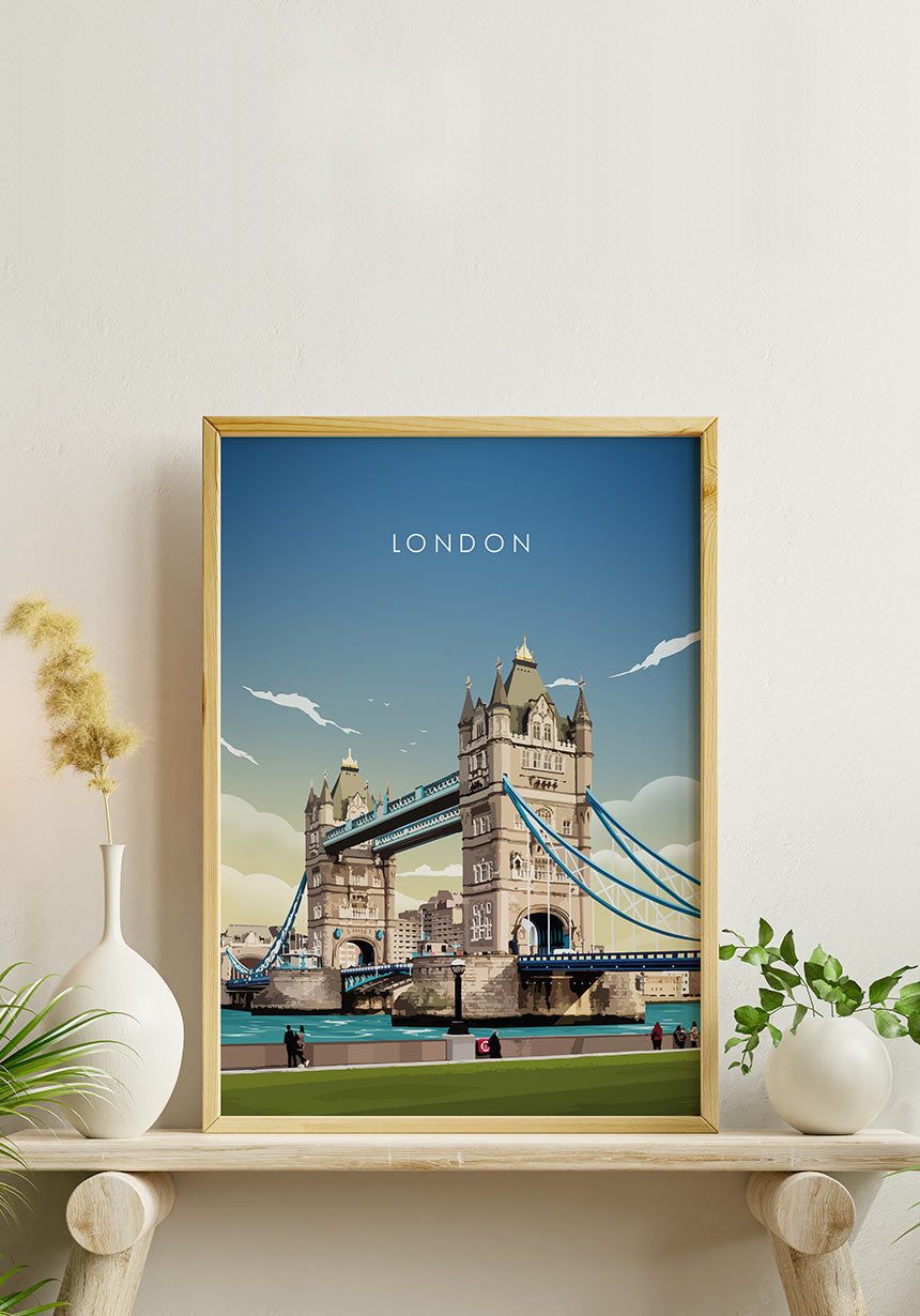 Illustrated Poster London Tower Bridge for Home
